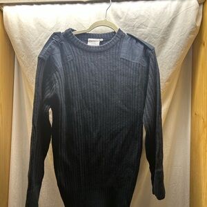 Navy Ribbed Crewneck Sweater